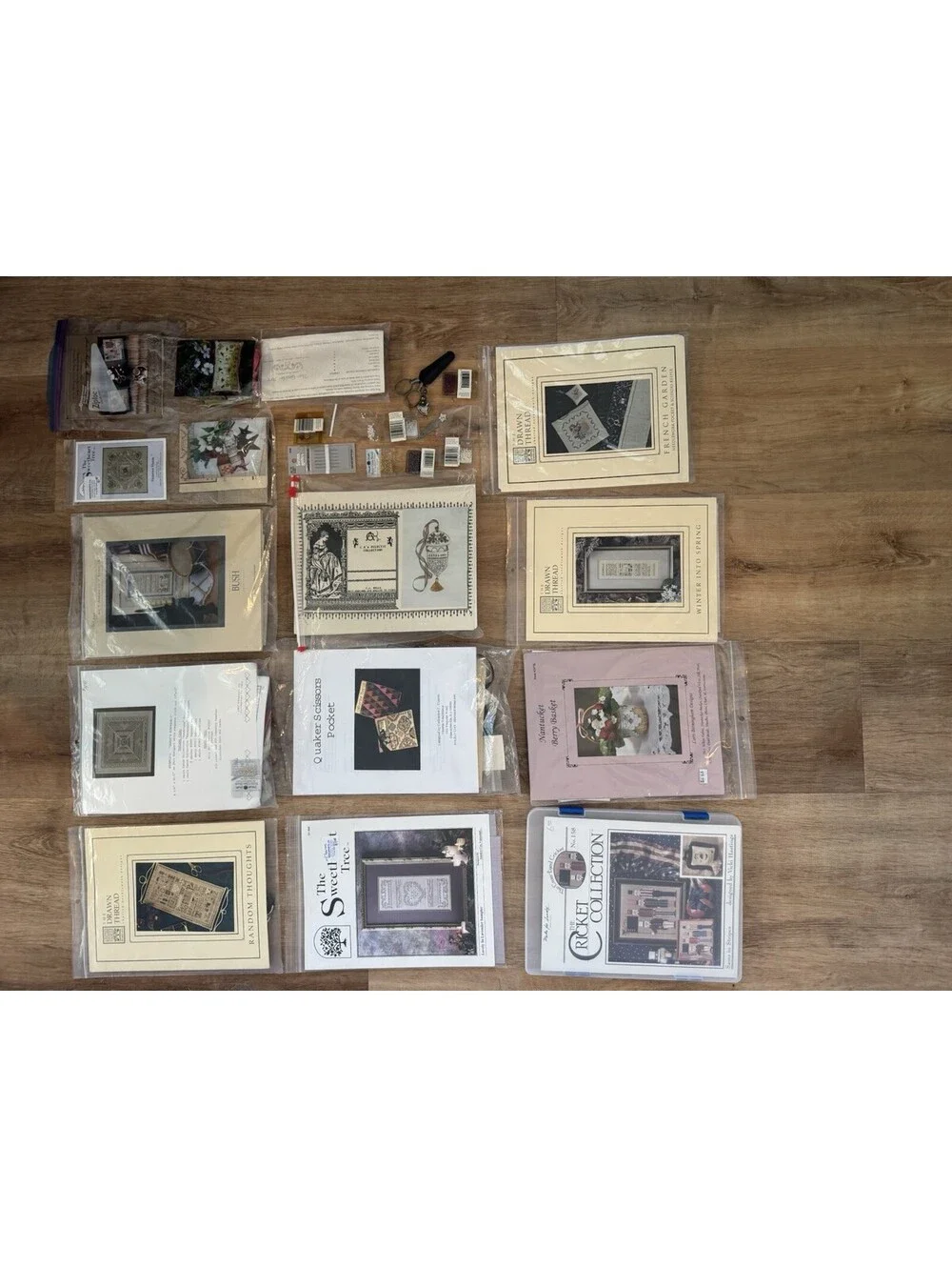 11 Cross Stitch Kit Lot Drawn Thread Sweetheart Tree Cricket Collection w/ Extra